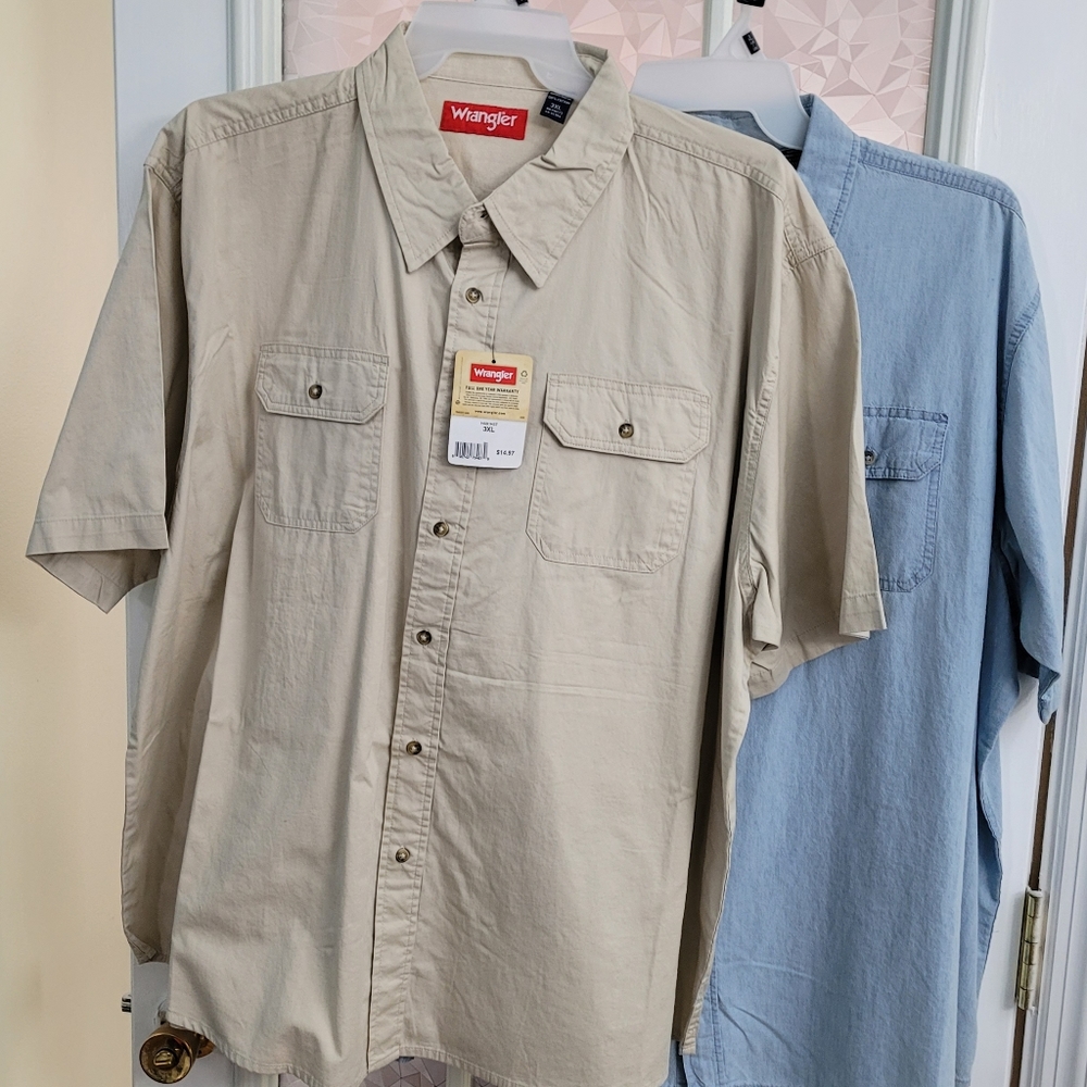 NWT Two Wranglers Jeans Button-up Shirts.